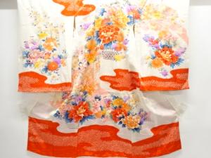 アンティーク　絞り花籠模様刺繍着物